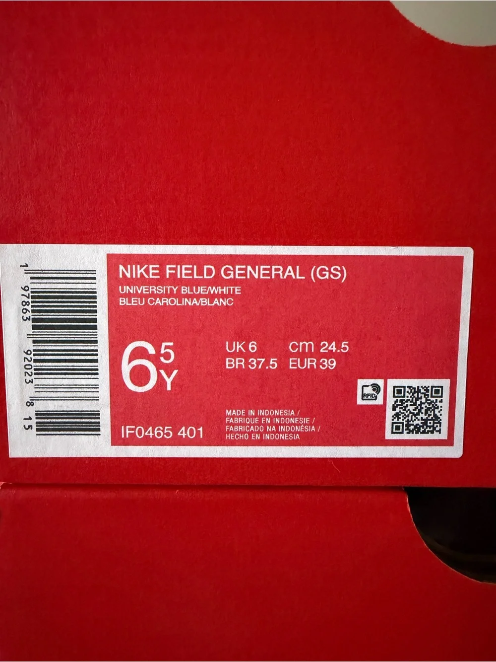 Nike Field General GS University Blue IF0465-401 Size 6.5
